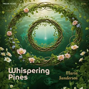 Pre Made Album Cover Mallard A serene underwater scene adorned with flowered vine rings, surrounded by lush greenery and soft sunlight.