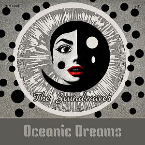 Pre Made Album Cover Tuatara Stylized black-and-white face with red lips, surrounded by dots and radial lines.