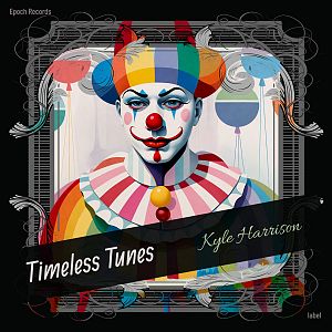 Pre Made Album Cover Cod Gray A colorful clown with a rainbow outfit and makeup.