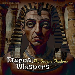 Pre Made Album Cover Oil An illustrated pharaoh headshot with intricate details, flanked by Egyptian columns, captioned 