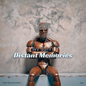 Pre Made Album Cover Cloudy A humanoid robot sits against a wall with a smoky background.