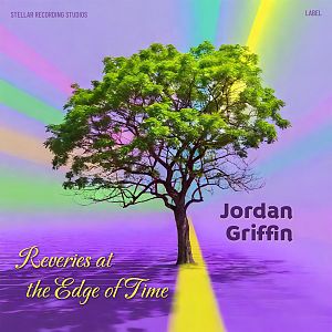 Pre Made Album Cover Cold Purple A tree stands in vibrant, colorful surroundings with rays of yellow, pink, green, and purple.