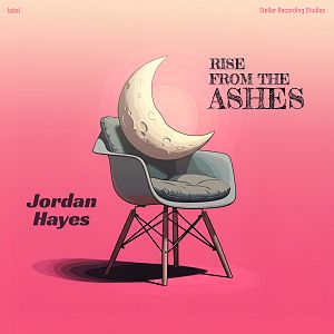 Pre Made Album Cover Froly A modern chair with a crescent moon cushion on it against a pink gradient background.