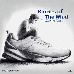 Pre Made Album Cover Iron A contemplative person sits behind a large shoe. The image is artistic with shading.