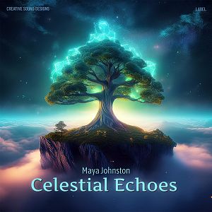 Pre Made Album Cover Big Stone A majestic tree with glowing branches stands on a floating island above the clouds under a starry sky.