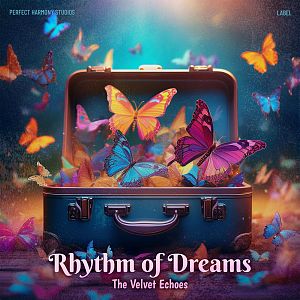 Pre Made Album Cover Blackcurrant Butterflies,  suitcase,  vibrant colors,  dreamlike