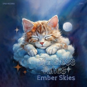 Pre Made Album Cover Cloud Burst A kitten sleeping on a cloud with a starry night background.