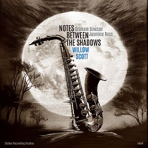 Pre Made Album Cover Swirl saxophone,  moon,  silhouette,  trees