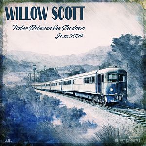 Pre Made Album Cover Bon Jour train,  landscape,  vintage,  blue tones