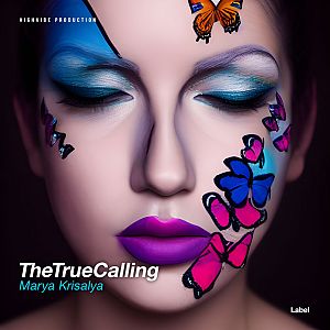 Pre Made Album Cover Careys Pink a woman with butterflies painted on her face