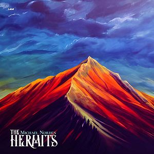 Pre Made Album Cover San Marino a painting of a red mountain under a cloudy sky