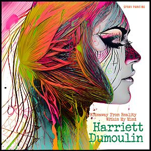 Pre Made Album Cover Driftwood a woman's face with colorful hair and makeup
