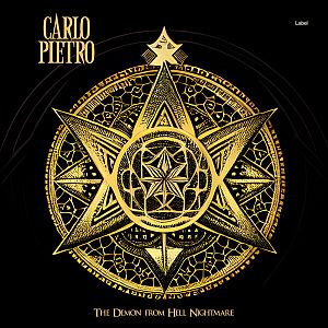 Pre Made Album Cover Old Gold a gold pentagramil on a black background
