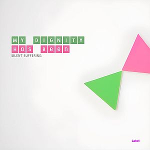 Pre Made Album Cover Desert Storm a pair of pink and green triangles on a white background