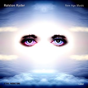 Pre Made Album Cover Blue Haze a pair of blue eyes with long lashes floating in the sky