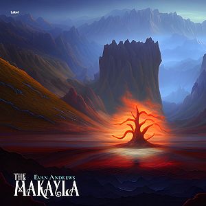 Pre Made Album Cover Blackcurrant a painting of a tree in the middle of a mountain range