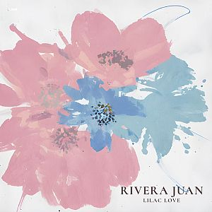 Pre Made Album Cover Maverick a painting of pink and blue flowers on a white background