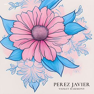 Pre Made Album Cover Twilight a drawing of a pink flower with blue leaves