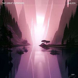 Pre Made Album Cover Cavern Pink a digital painting of a lake surrounded by mountains
