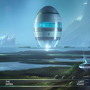 Pre Made Album Cover Hippie Blue a futuristic landscape with a futuristic looking object in the foreground