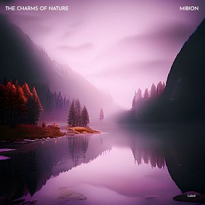 Pre Made Album Cover Lilac a painting of a mountain lake with trees in the background
