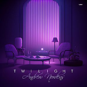 Pre Made Album Cover Violet a living room with purple lighting and furniture