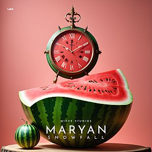 Pre Made Album Cover New York Pink a clock sitting on top of a piece of watermelon