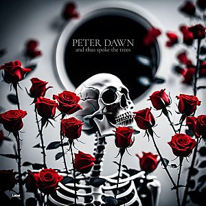 Pre Made Album Cover Cold Turkey a skeleton surrounded by red roses in front of a clock