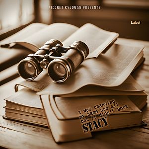 Pre Made Album Cover Spicy Mix A pair of old binoculars lay beside a book on a rustic wooden table, inspiring a sense of nostalgic curiosity.