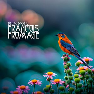 Pre Made Album Cover Casal A playful picture portrays a bird perching on a flower, its whistling note conveyed through colored waves. 