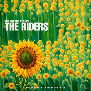 Pre Made Album Cover Apple A singular, bold yellow dot amidst abstract green strokes captures the essence of a sunflower, standing resiliently, its simplicity radiating happiness.