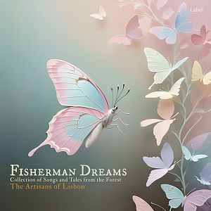 Pre Made Album Cover Cotton Seed A delicate, pastel-colored butterfly flying near a cluster of softly hued butterflies on a gradient background.
