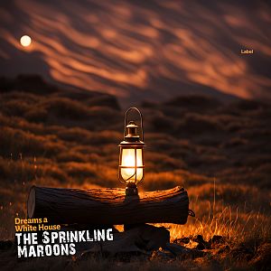 Pre Made Album Cover Eclipse A lit lantern rests on a log in a grassy field at twilight, with rolling hills and a visible moon in the background.