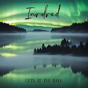 Pre Made Album Cover Como A serene lake mirroring the aurora borealis, with vibrant greens and purples dancing over a tranquil, untouched landscape, capturing a moment of peace.