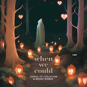 Pre Made Album Cover Heavy Metal A shadowed path lined with luminous, heart-shaped lanterns guides a cute and hallow ghost-like figure through an enchanted, twilight forest.