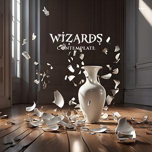 Pre Made Album Cover Taupe A white vase shattering into pieces on a wooden floor in a well-lit, elegant room.