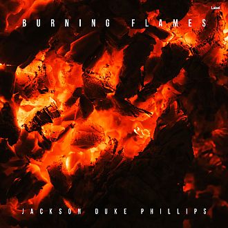 Pre Made Album Cover Wood Bark a close up of a fire with the words burning flames