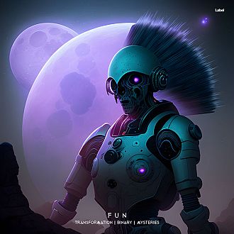 Pre Made Album Cover Ebony Clay a robot standing in front of a full moon